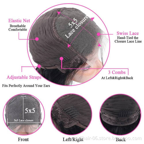 5x5 Transparent Lace Closure Wig Wholesale Wigs Human Hair Lace Front Brazilian Yaki Lace Closure Human Hair Wig